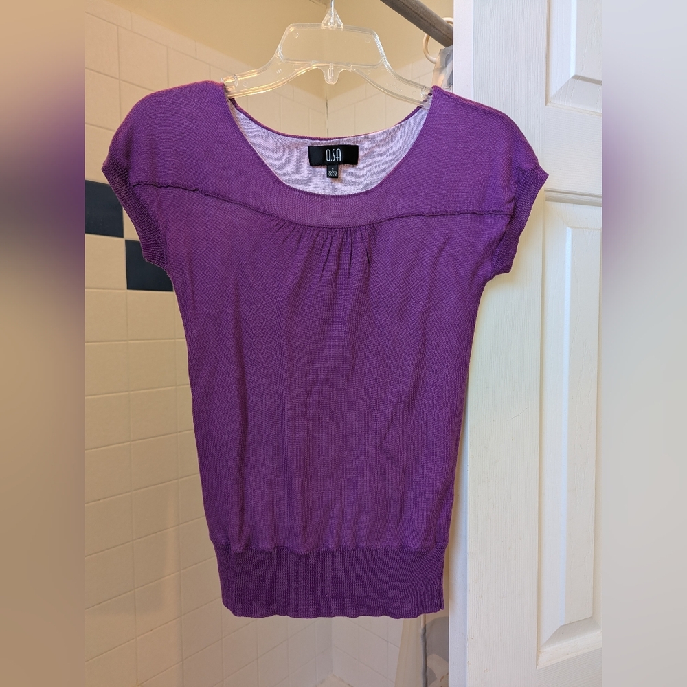 NWOT O.SA purple Short sleeve Top Size XS